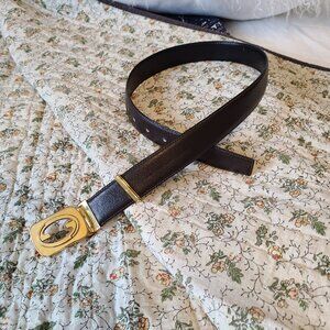 Leather belt gold buckle